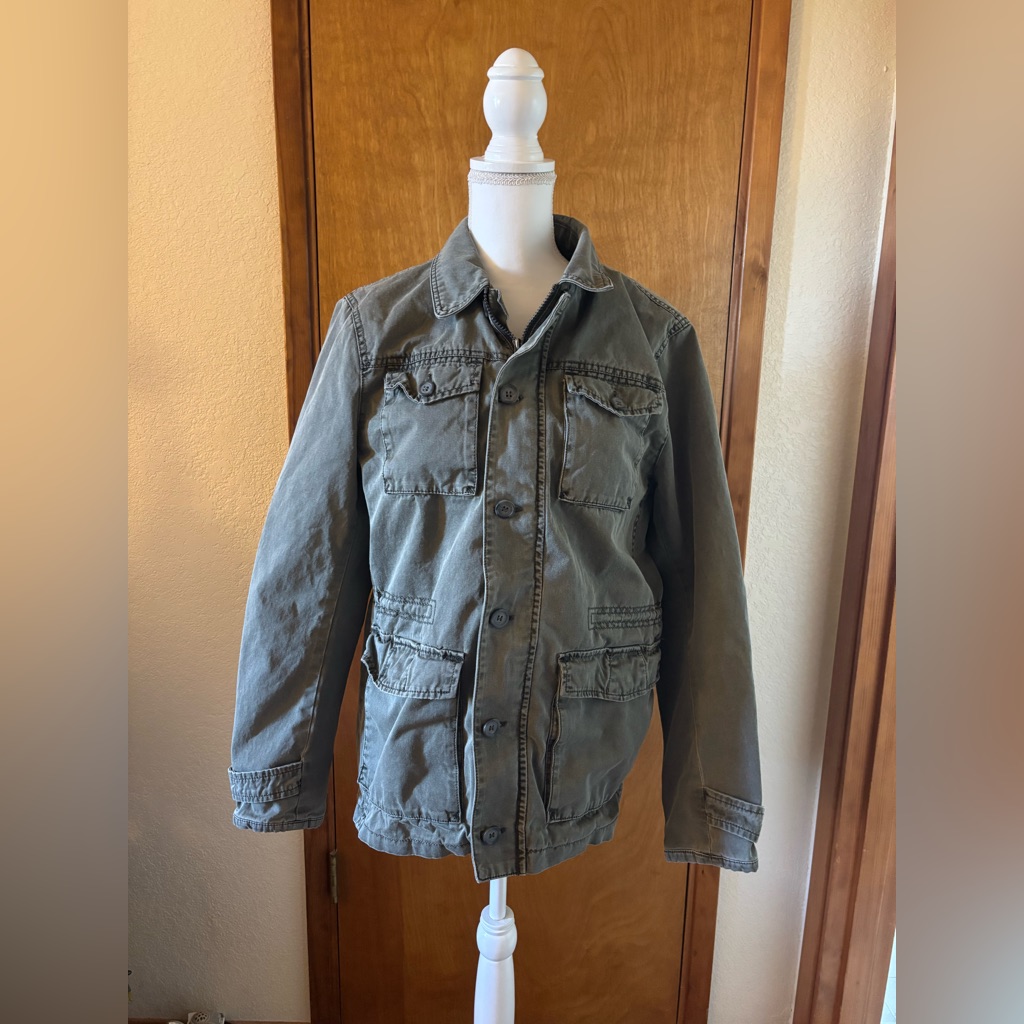 Marc Anthony Green/Gray Signature Label Utility Military Style Jacket
